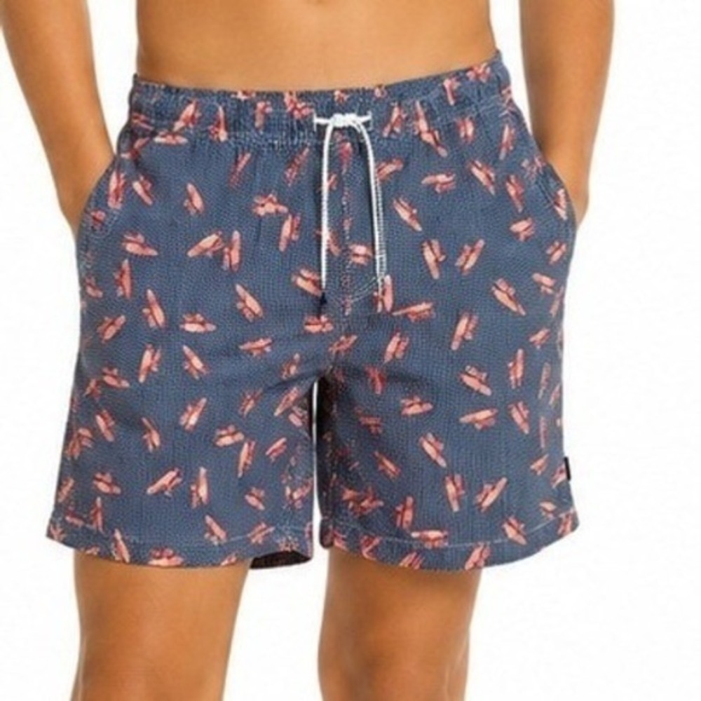 Johnnie-O Jr Surf Shorts Boys 16 Blue Orange Swim Trunks Beach Vacation Pool